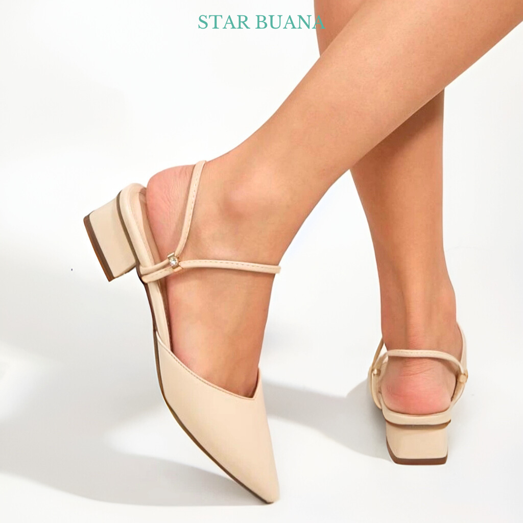 Mules Wanita Heels Hak 3 Cm Big Size Aera Star Buana