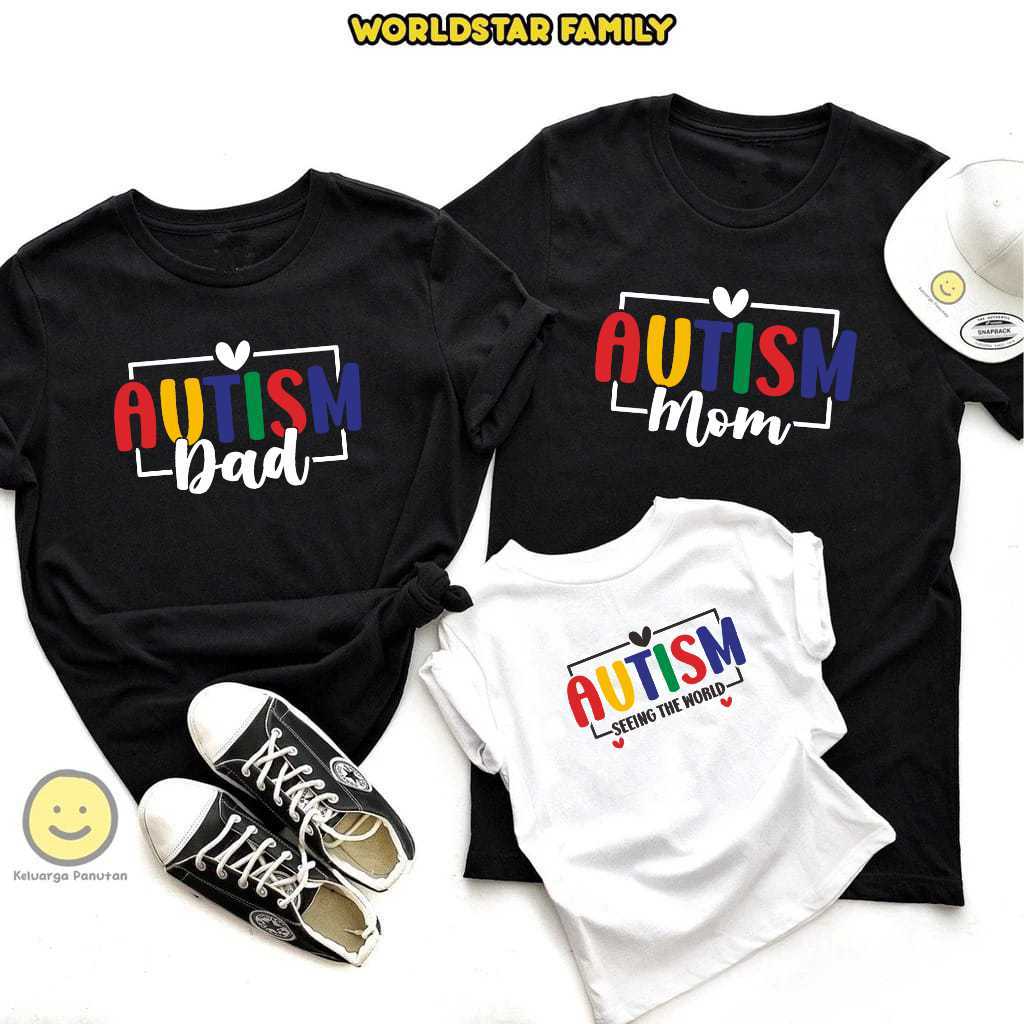 WSF Kaos Couple Keluarga AUTISM  Kaos Couple Keluarga  Lucu Kaos Pasangan Kaos Keluarga Baju Keluarg