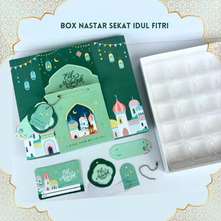 

(10 Pcs) Cake Box Hampers Nastar Edisi Idul Fitri Kotak Packaging Cookies Lebaran Ukuran 22x18.5x3 cm