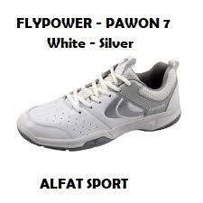 SEPATU BADMINTON FLYPOWER PAWON 7 WHITE/SILVER 100% ORIGINAL