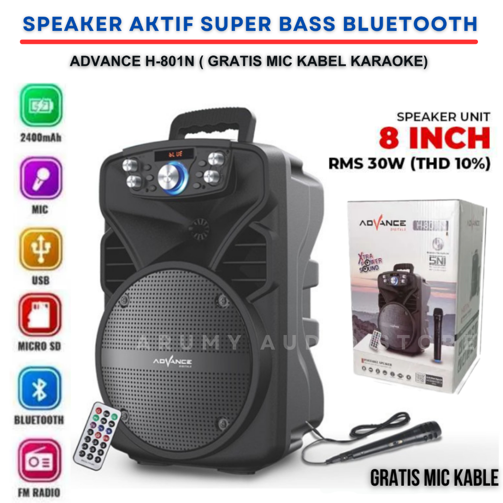Portable Speaker Meeting Advance H-801n 8inch[Acara Pengajian Ceramah] | Speaker Meeting Mp3 H 801n 
