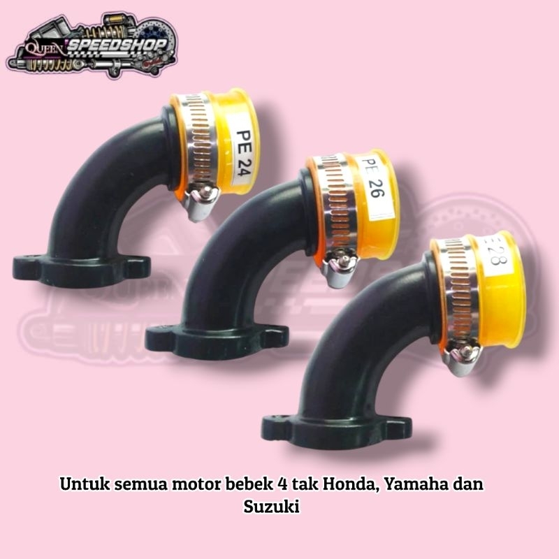 Manipol Pe 28 Bebek PE 26 PE 24 Intake Manipol Karburator Queen Speed Shoop Untuk Motor Bebek Univer