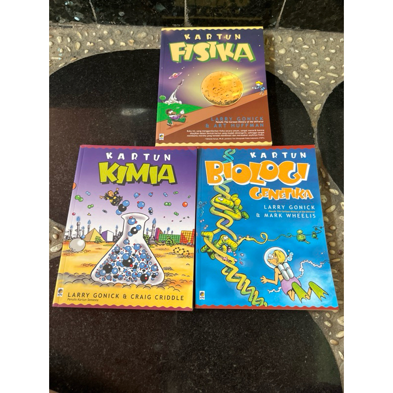 Buku Kartun Kimia, Biologi, Fisika, Larry Gonick & Mark Wheelis, KPG