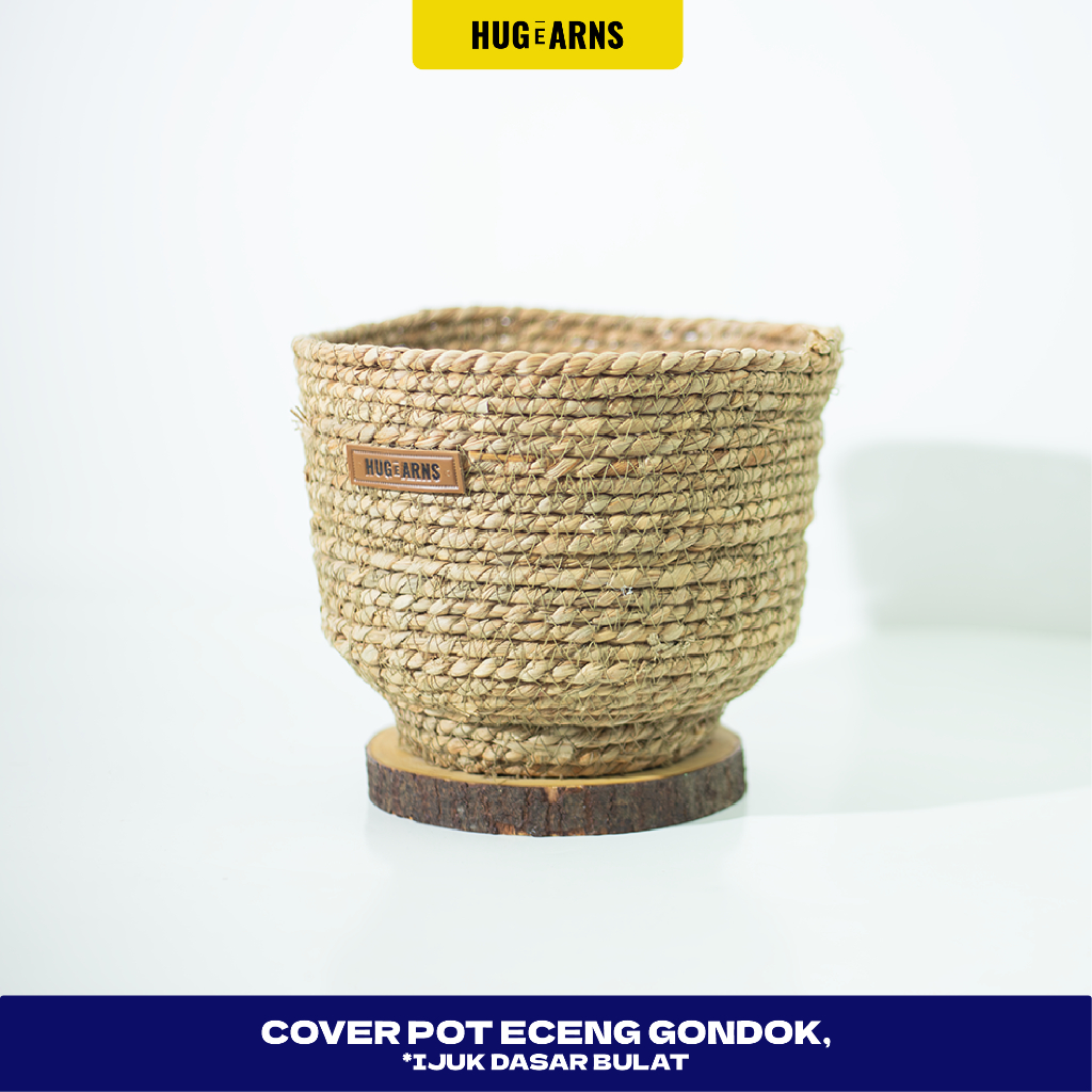HUGeARNS - Cover Pot Bulat Pelepah Pisang Ijuk Anyaman Pot Aesthetic / Cover Pot Anyaman Aesthetic C