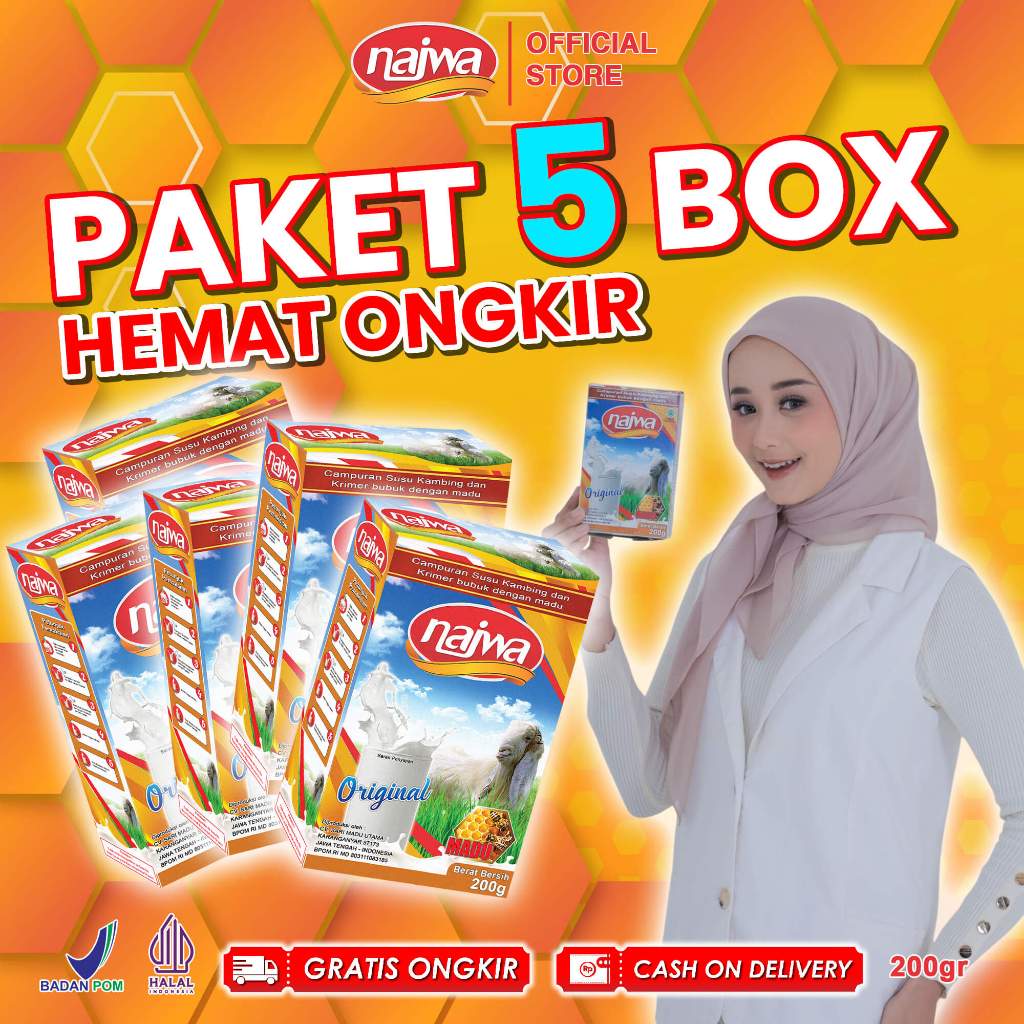 

Etawa NAJWA Paket 5 Box - Susu Kambing Murni & plus MADU