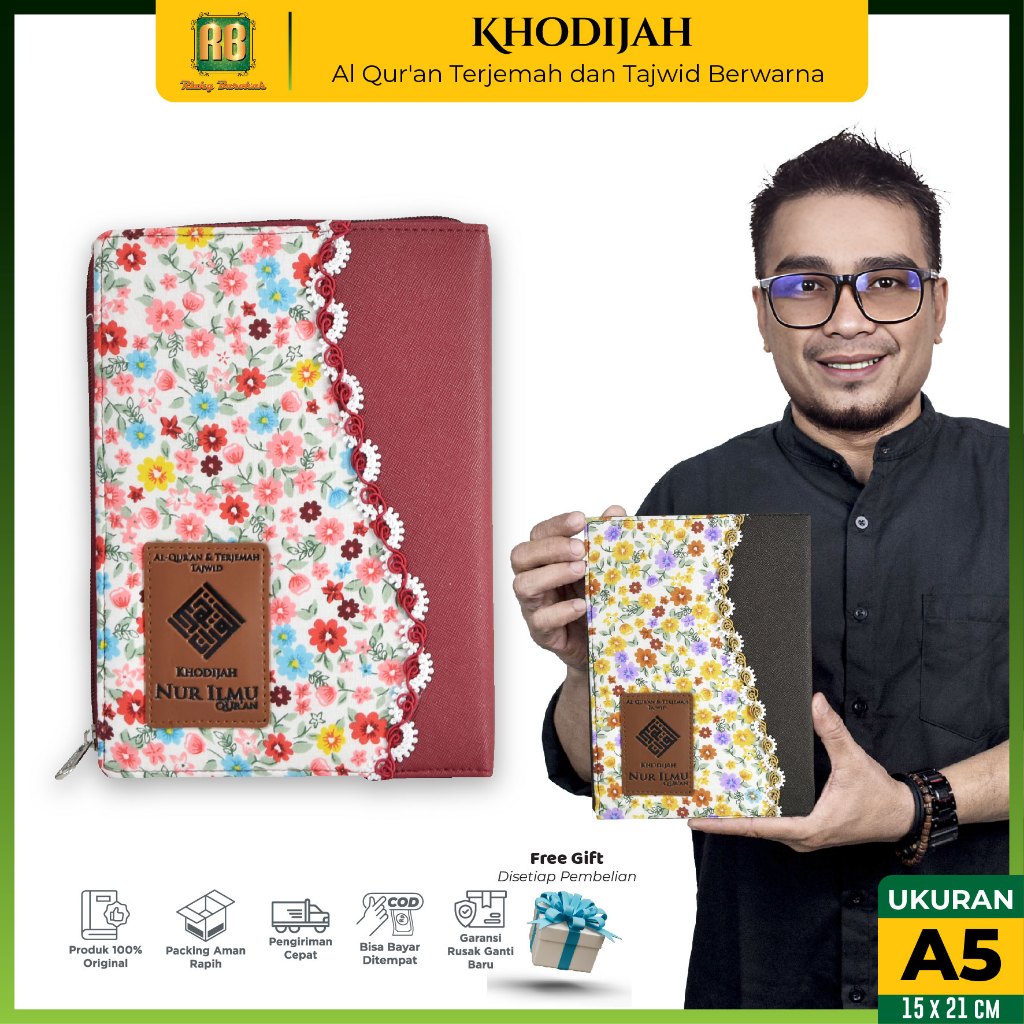 Al Quran Wanita A5, AlQuran Khadijah A5 Rest, quran Khodijah A5 Tajwid Warna Terjemah, Quran Tajwid