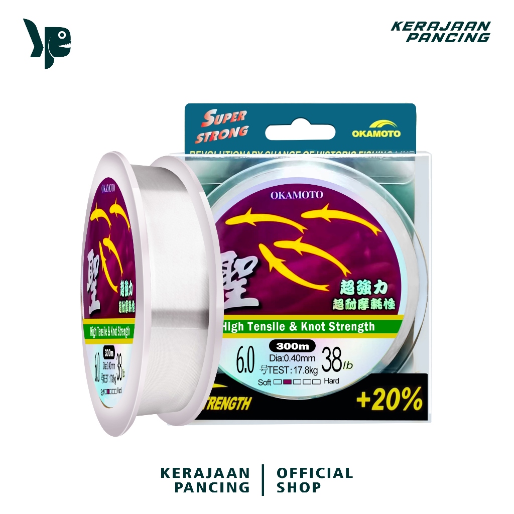KERAJAAN PANCING - Senar Pancing Okamoto Panjang 300Meter Warna Putih Nilon Senar Set Peralatan Panc