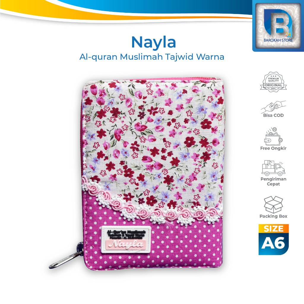 Al Quran Wanita Muslimah Terjemah & Tajwid Warna NAYLA A6 Cover Resleting, Alquran Al Quran Al-Qur'a