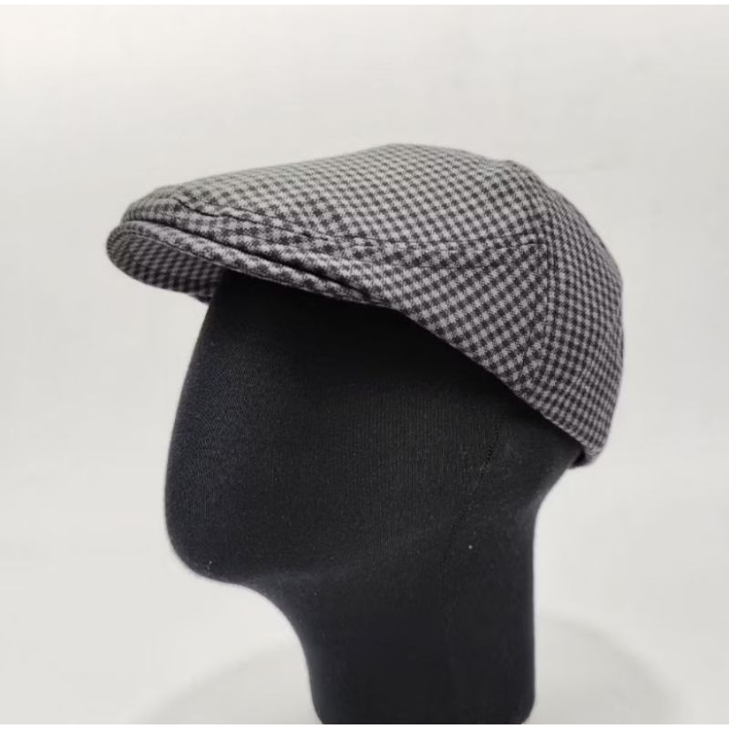Topi Pet Katun Dewasa Motif Kotak-kotak Topi Patino Flat Hat