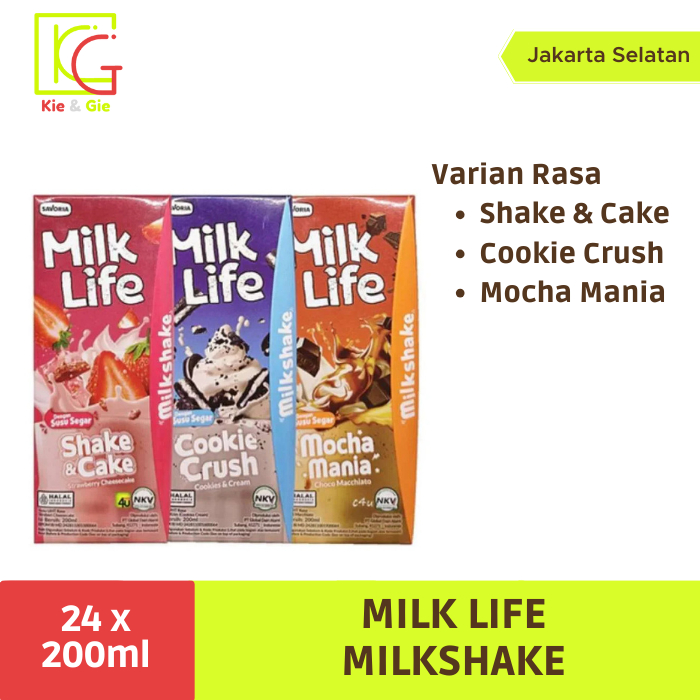 

Milk Life MilkShake susu UHT 200ML 1 dus isi 24 pcs