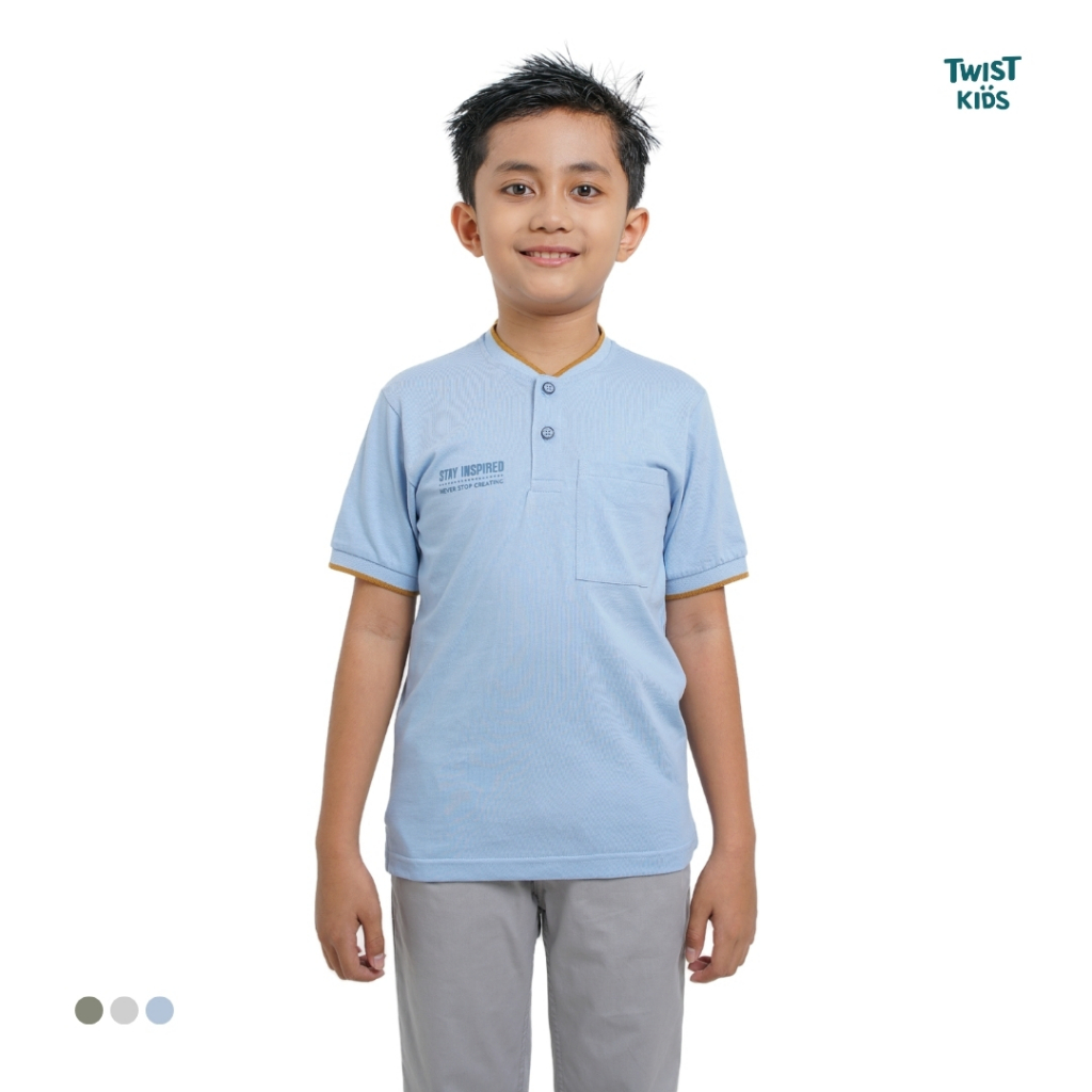 Twist Kids - Agadir C, Neutral Ethnic, Tshirt Kaos Lengan Pendek Kerah Shanghai Anak Laki-Laki