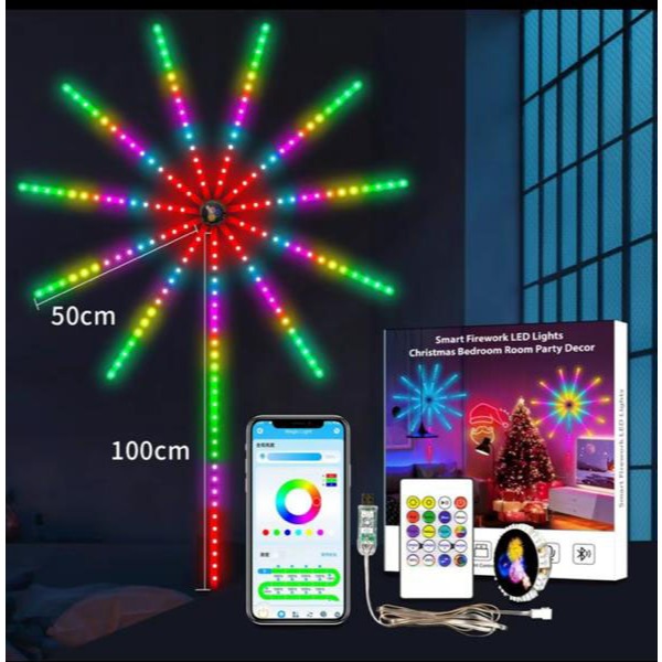 LAMPU STRIP LED KEMBANG API 5050 RGB BENTUK KEMBANG API DENGAN MUSIC UNTUK DEKORASI / LED 5050