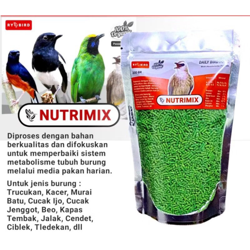 NUTRIMIX VOER HIJAU Pakan Burung Murai Kacer Trucuk Jalak