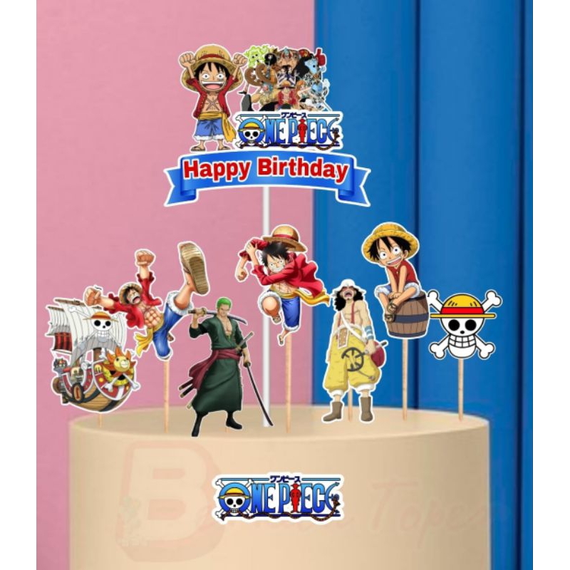 Topper One Piece, Topper cake, hiasan kue ulang tahun topper karakter One Piece