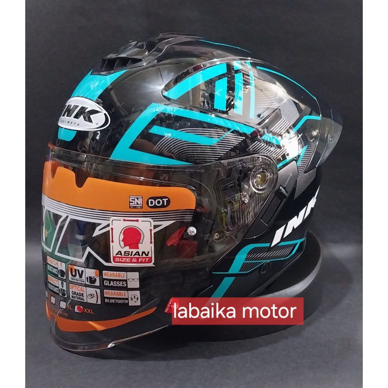 HELM INK TERRA 2 MOTIF #1- HELM INK HALF FACE DOUBLE VISOR