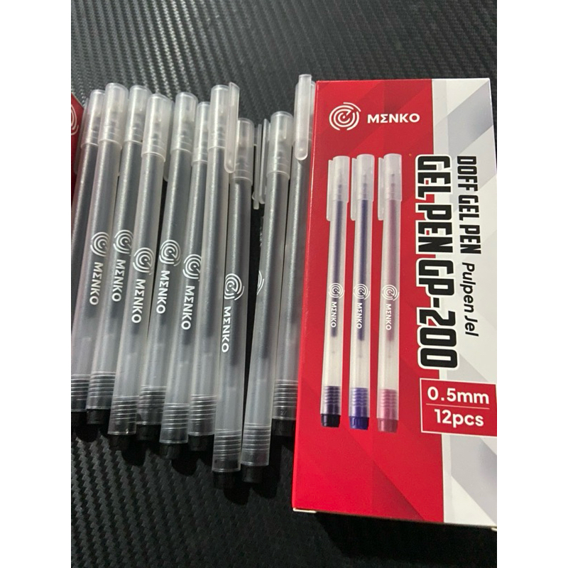 

1 Lusin Menko Bolpoin Gel Hitam 0.5 mm / Pulpen Gel / Bolpoin Basah / Ballpoin Gel