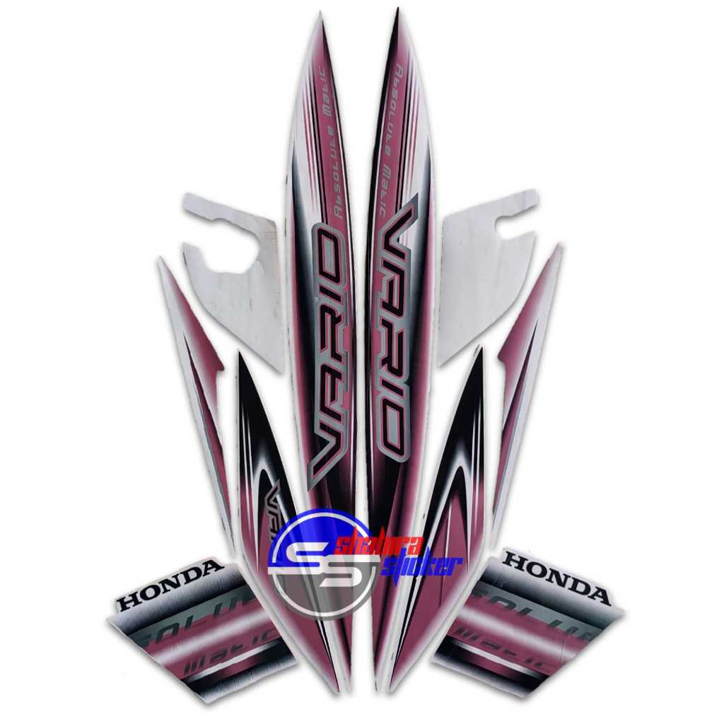 STRIPING MOTOR VARIO 110 KARBU 2008 PUTIH PINK STANDAR FULLSET