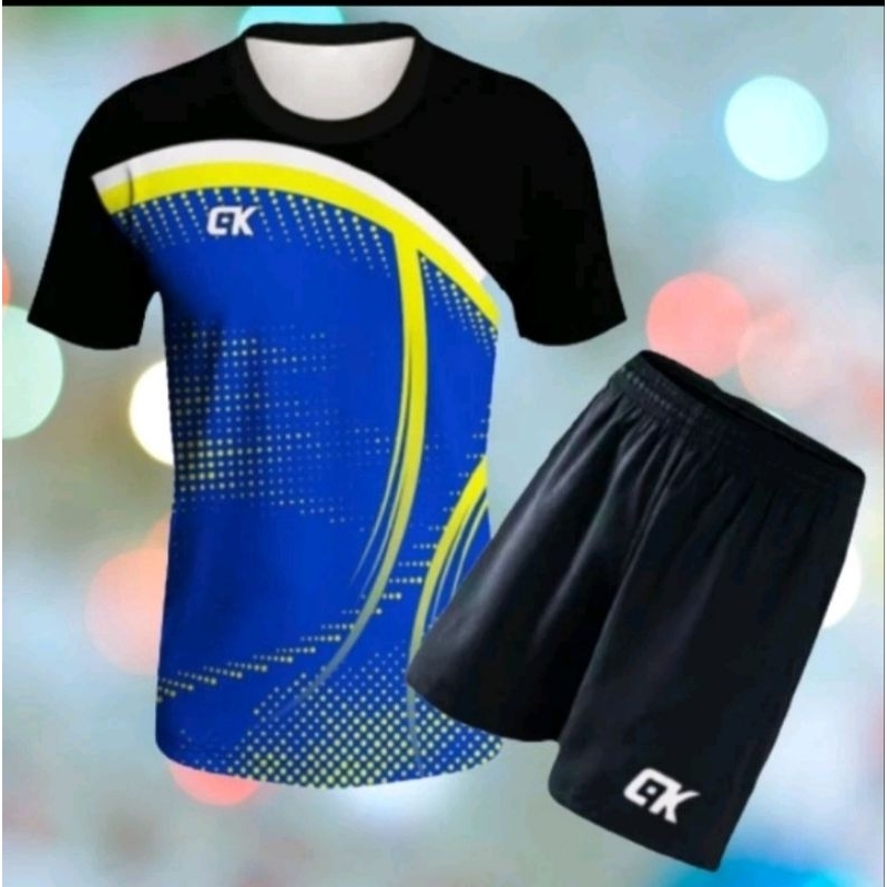 Cod Baju Jersey Olahraga Printing 1Set Baju Badminton Pria & Wanita Dewasa Stelan Bola Voli Jersey V