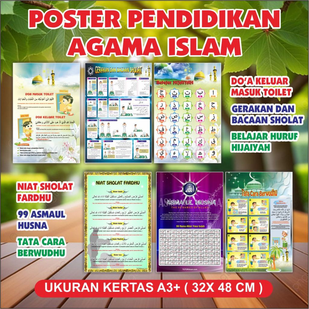Poster Edukasi Anak Islami/poster islami/poster belajar sholat/gerakan sholat/Poster doa