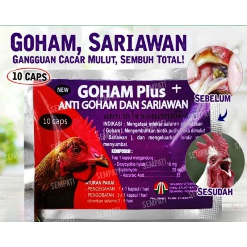 GOHAM PLUS Obat sariawan goham saluran oernafasan dll untuk unggas