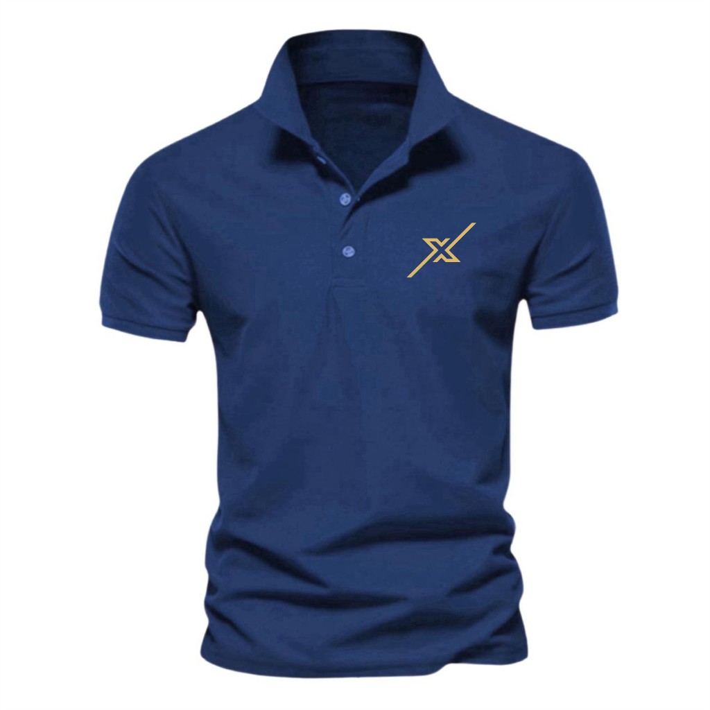 COD T-shirt Kaos Kerah Pria Baju Polo Keren Font X GOLD Lengan Pendek Motif Cressida Quality Premium