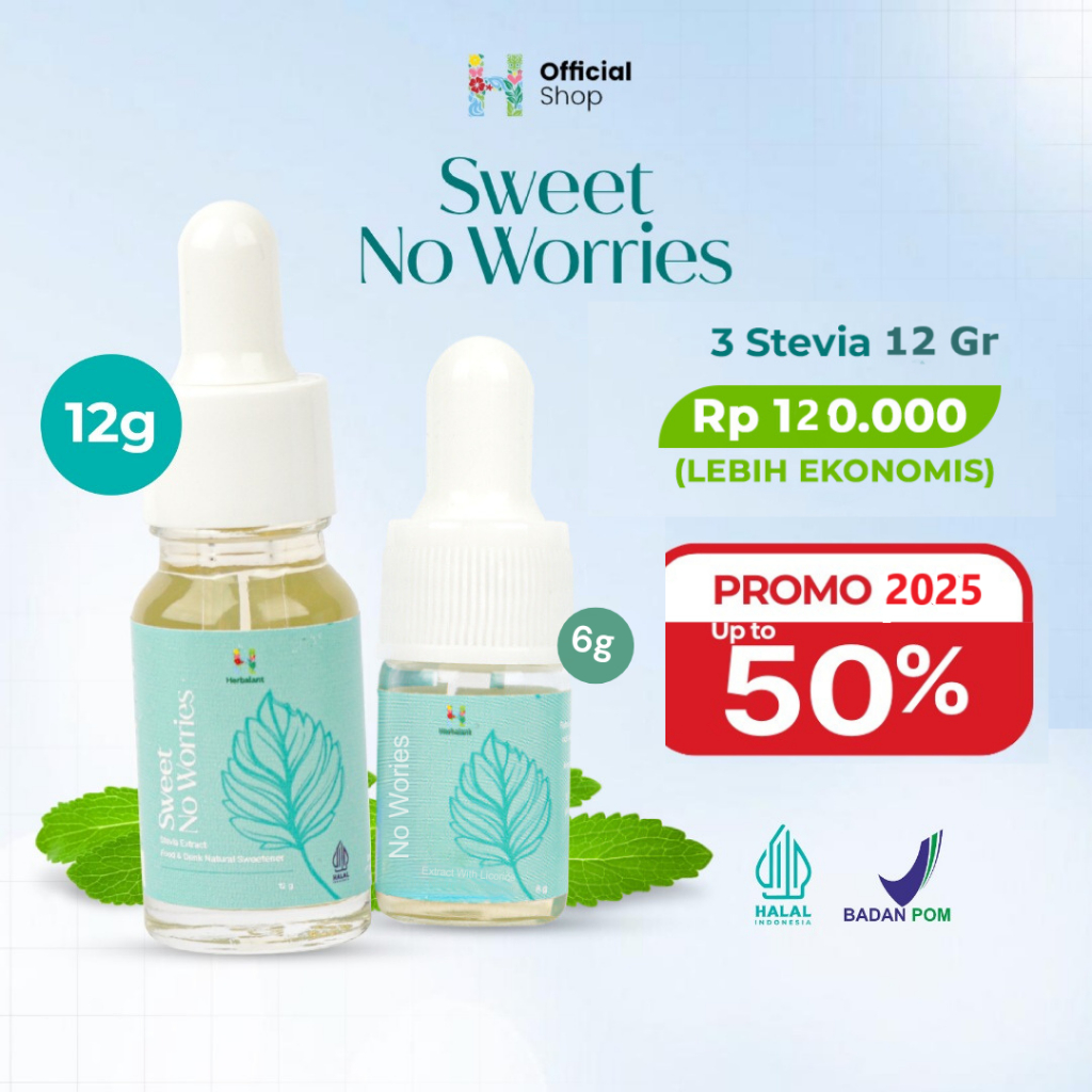 

Paket Hemat 3 Stevia Liquid Zero Calorie Pemanis Cair Sweetener Herbal Alami Herbalant 12 gr