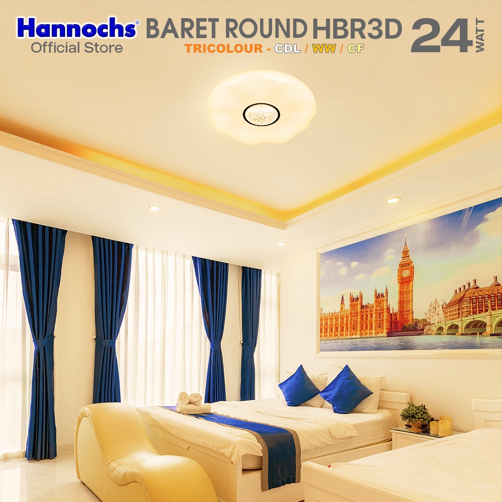 Hannochs Lampu Downlight LED Ombak 24W Tricolour Lampu Downlight Hannochs LED Baret Round HBR03