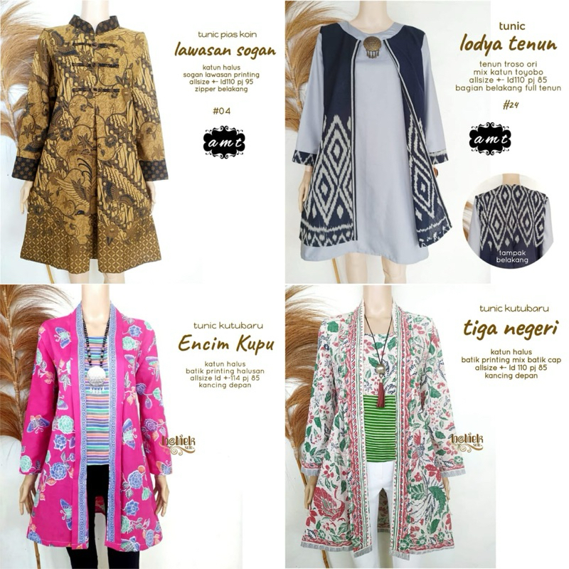 Batik Solo Fashion Kantor TUNIK BATIK JUMBO XXL kutubaru tiga negeri encim lawasan sogan BATIEK AMT