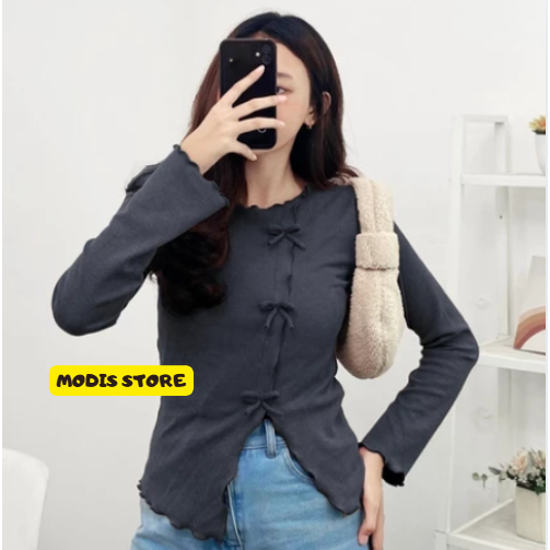 BLOUSE LENGAN PANJANG WANITA PITA/CARDIGAN KOREAN LENGAN PANJANG