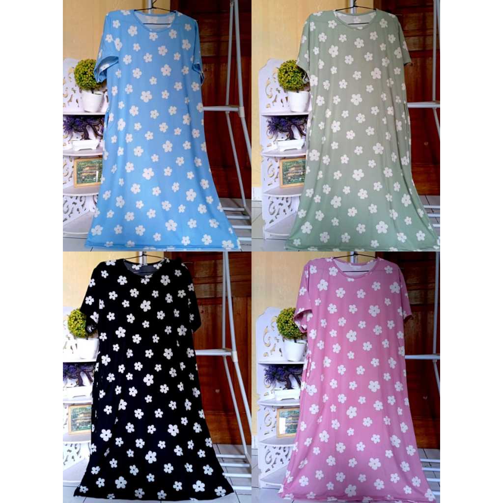 Gaun Bunga Lengan Panjang Miranda Motif Bunga Lengan pendek Daster Voxy Premium Friendly Jumbo Murah