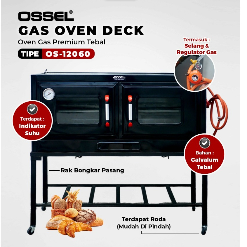 OSSEL Oven Galvalum Tebal OS-12060 Rak Bongkar Pasang Oven Roti & Kue Kapasitas Besar