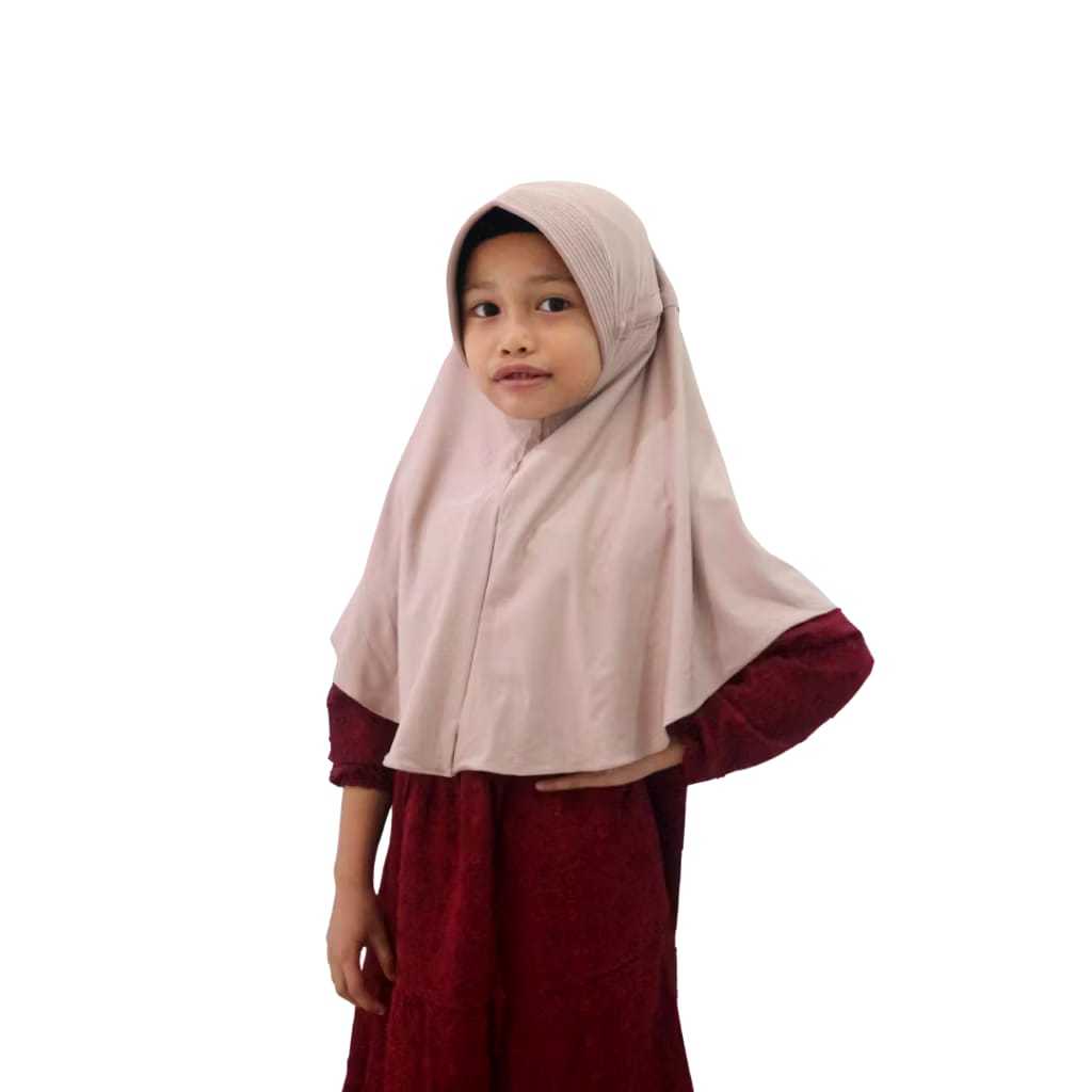 Bergo serut anak SD Hijab Instant, Hijab anak jersey serut premium
