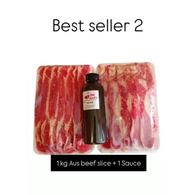 BEST SELLER 2- daging slice 1 kg+Saus , sukiyaki bbq