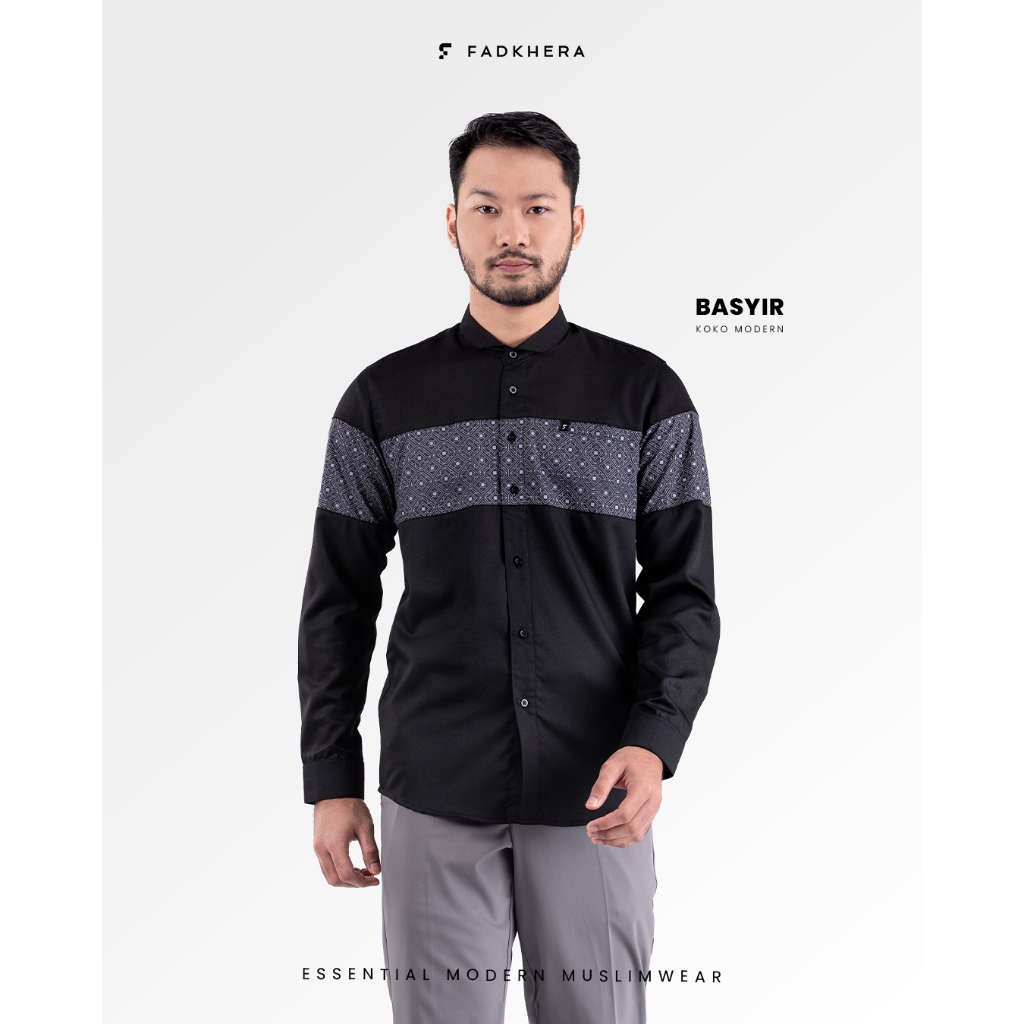 KOKO DEWASA MODERN FADKHERA OFFICIAL BASYIR LENGAN PANJANG BLACK HITAM