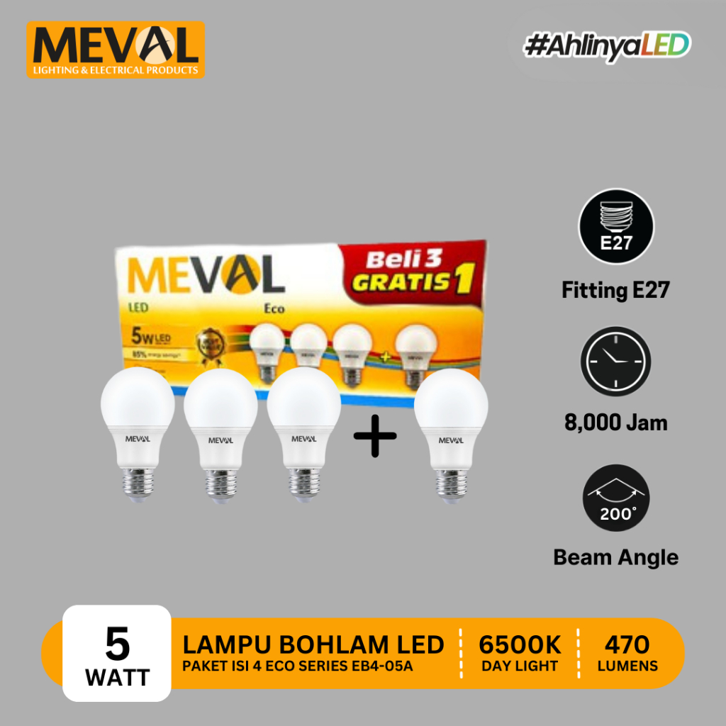 MEVAL Lampu Bohlam LED Bulb ECO Paket isi 4