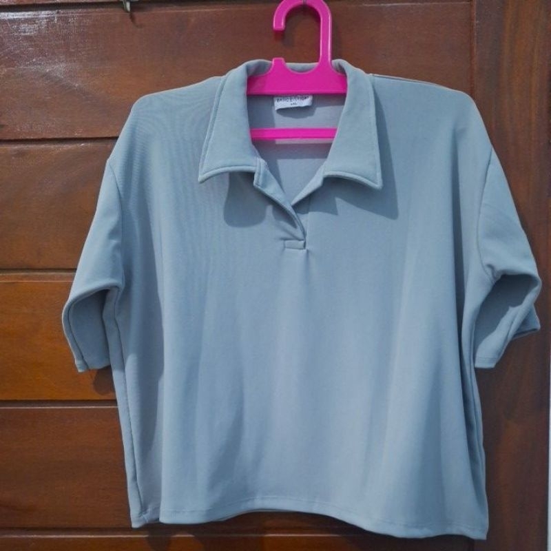 baju polo crop wanita (XXL) preloved