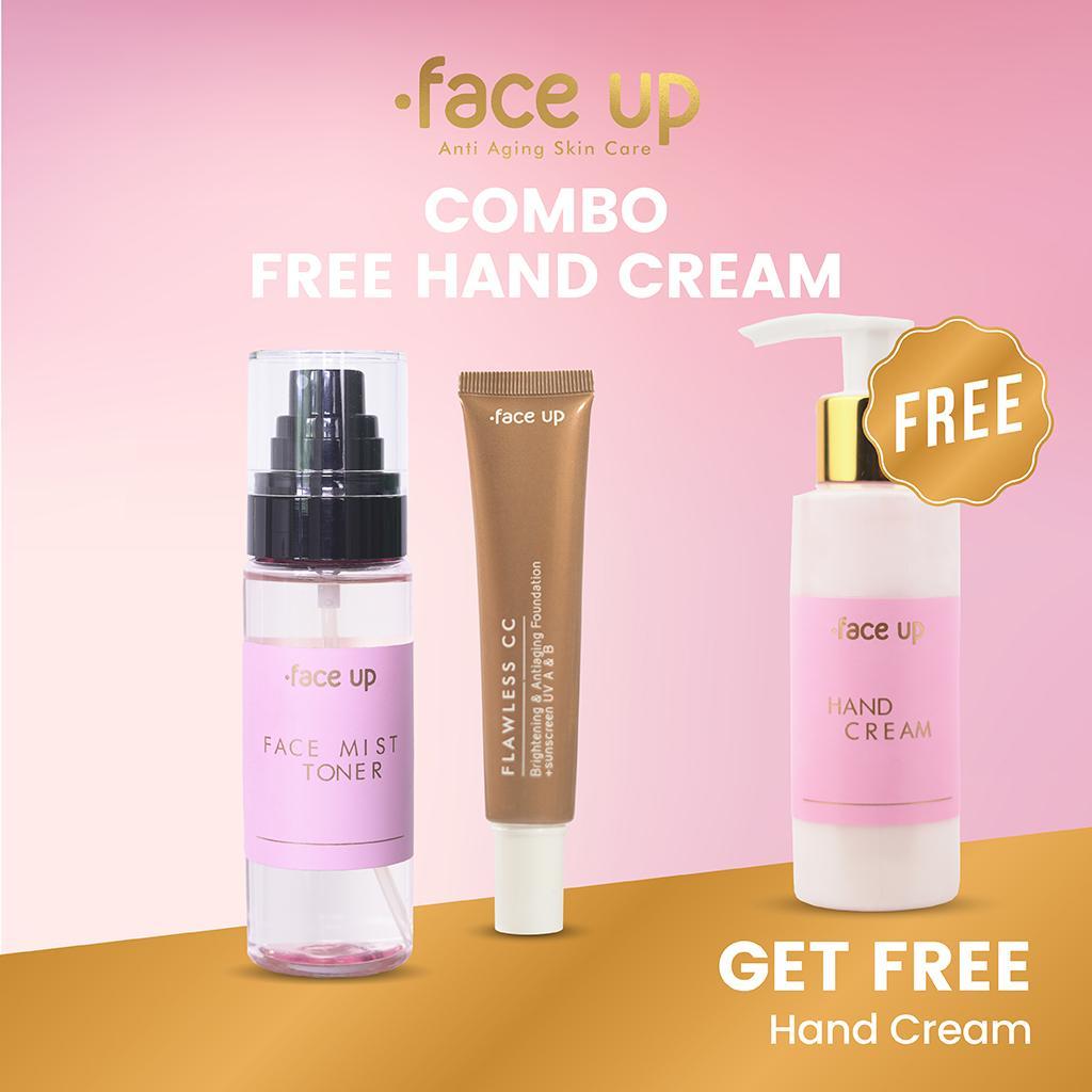 FACE UP [Combo 7] Face Mist Toner 100Ml & Flawless Cc Tube 30Ml FREE Hand Cream 100Ml