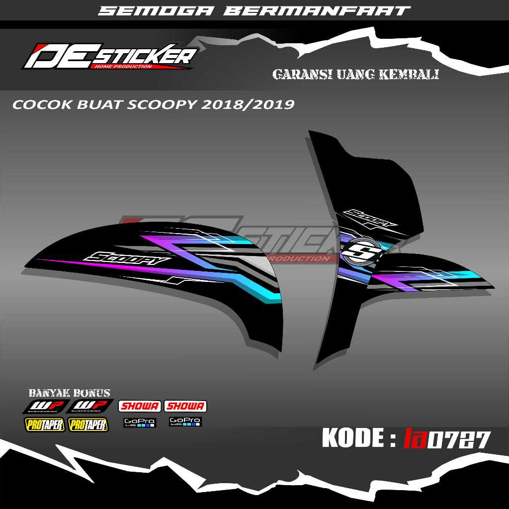Striping stiker Motor Scoopy 2018-2019(LA0727) stiker Motor sticker Variasi Racing Semi Full Keren S