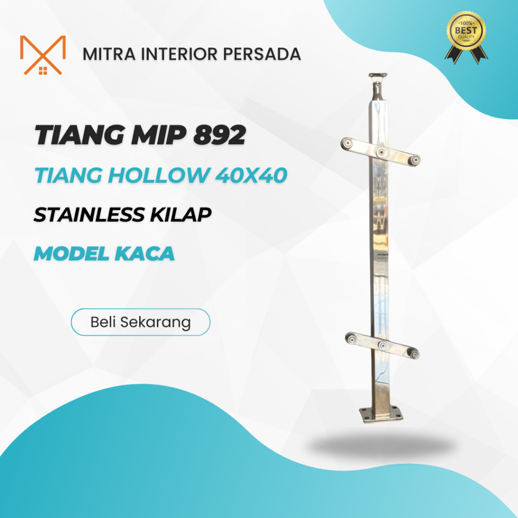 Tiang Railing Tangga/Balkon Kaca/Pagar Tangga Kaca/ Railing Kaca MIP 892 kilap