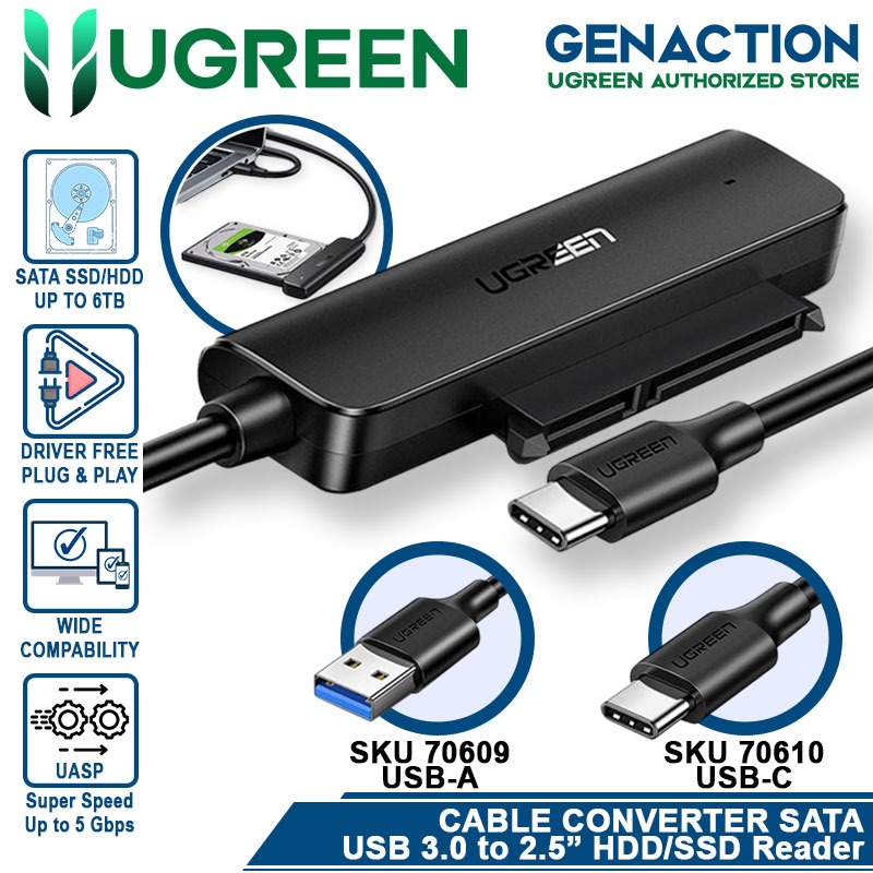 UGREEN Kabel USB 3.0 to Sata 2.5" HDD Converter USB C to Sata 2.5" SSD