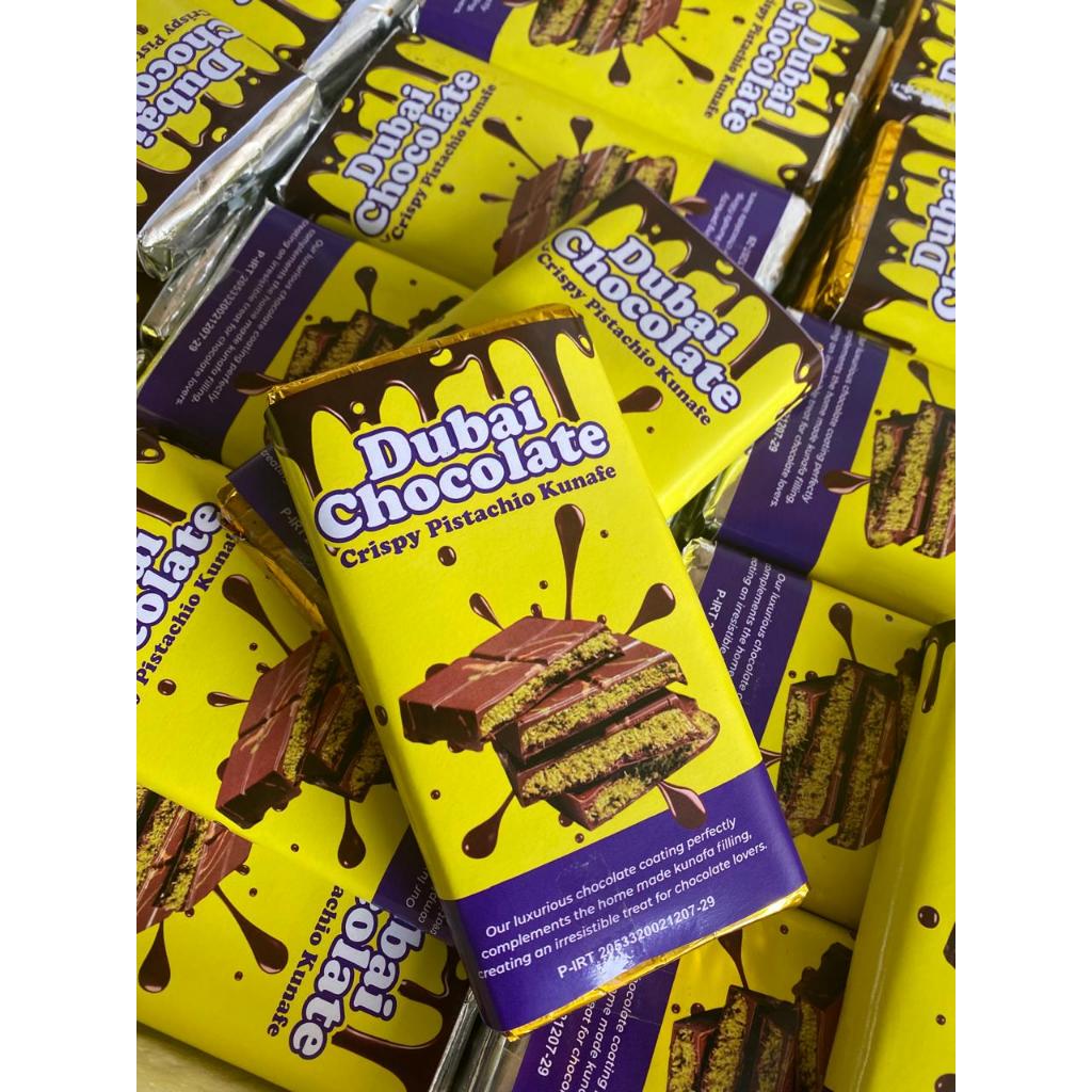 

Chocolate Dubai Original Crispy "PISTACHIO KUNAFE" Berat 250 gr ,Size 16x8 cm Coklat Viral