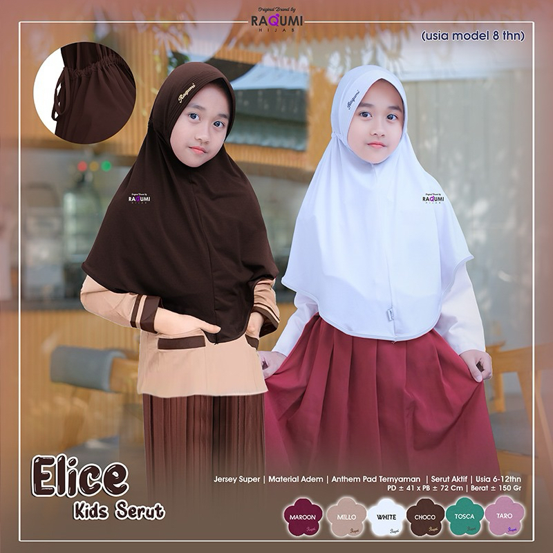 ELICE KIDS SERUT BRAND ORI BY RAQUMI // HIJAB ANAK // HIJAB KIDS // HIJAB SEKOLAH // HIJAB ANTHEM PA