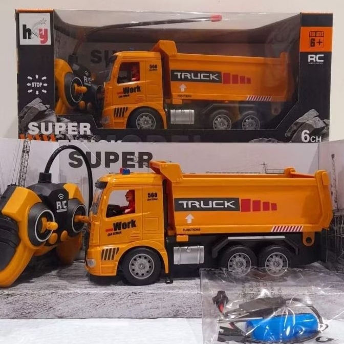 Mainan Rc mobil remot dump truk batrei cas