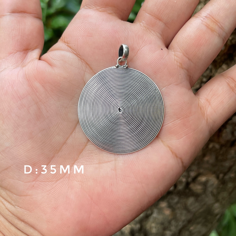 Liontin Mainan Kalung Pendant Perak Silver Bali Asli 925 Lilit Nyamuk Bulat Wanita Pria Custom