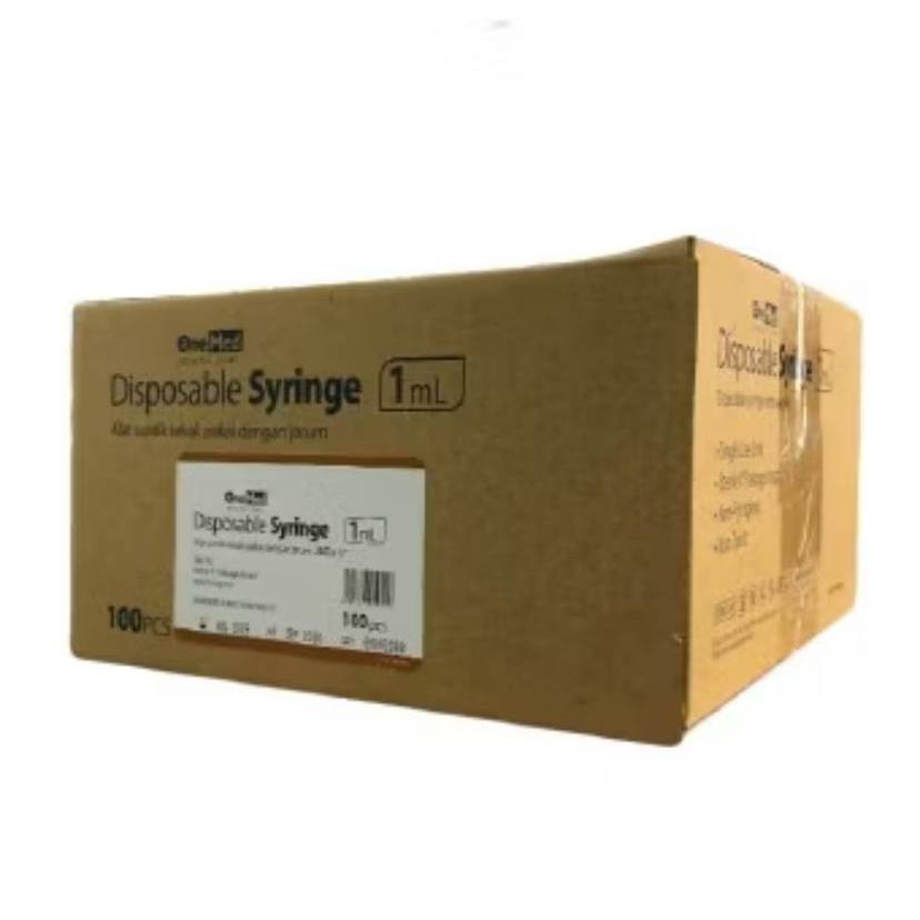 Syringe 1cc with Needle 26G OneMed / Spuit 1cc/ml OneMed 1 Box isi 100