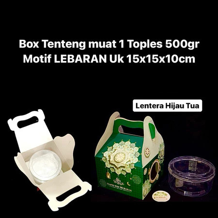 

( 5 pcs ) dus tenteng lebaran motif lentera muat 1 toples bulat kue kering 500gram gable box window 15x15x10 cm