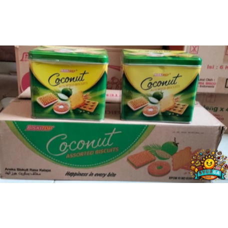

Biskitop Biskuit Kaleng Coconut Peanut Chocolate Durian Dus / Kaleng Lebaran(Isi 6@400Gr)