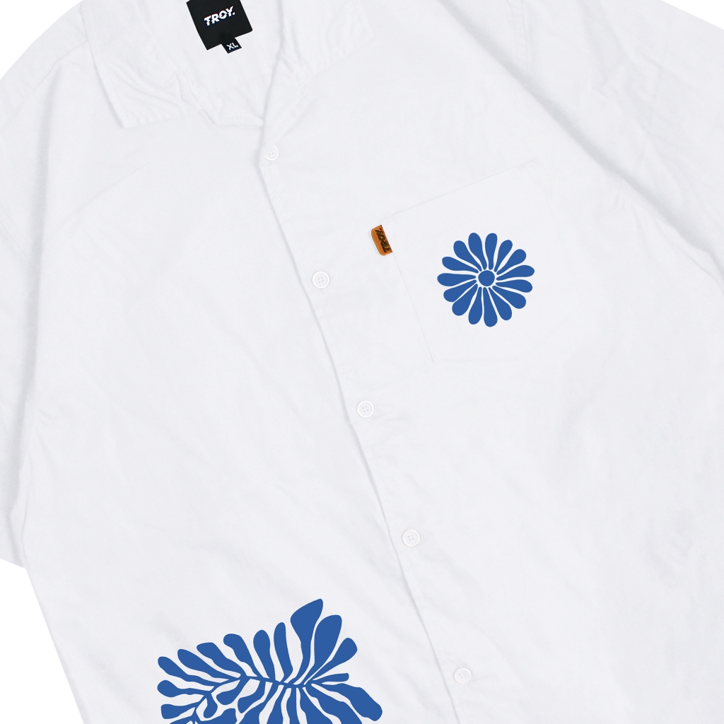 Troy Company Short Shirt White Blue Algae - Kemeja Lengan Pendek Pria Putih KMJ 2951