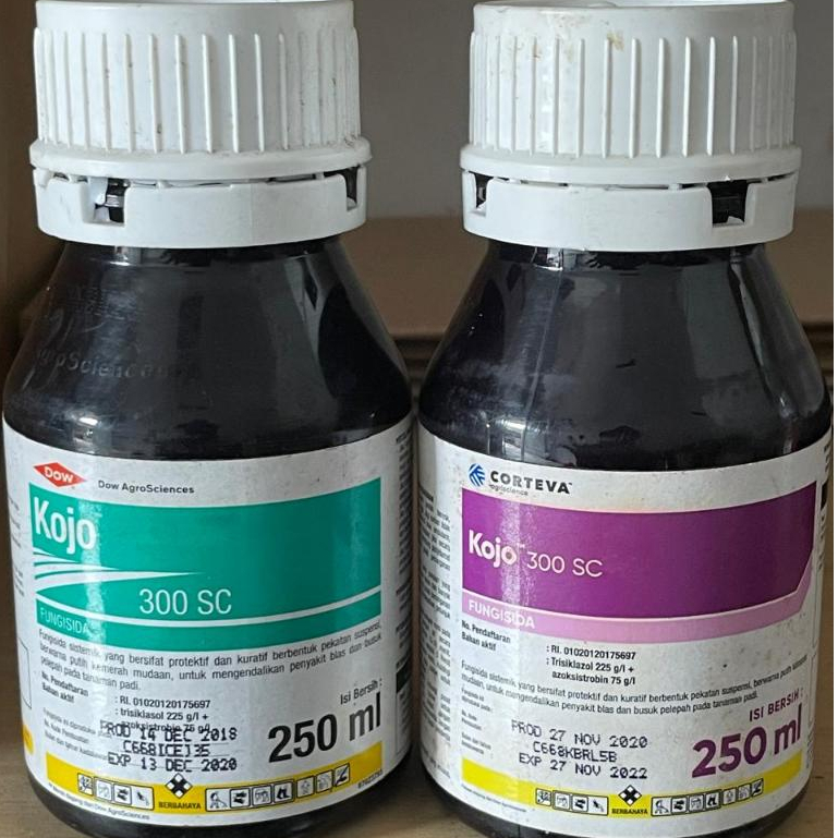 Kojo 300SC Trisiklazol 225 g/l , Azoksistrobin 75 g/l Fungisida pengendali penyakit blas dan busuk p