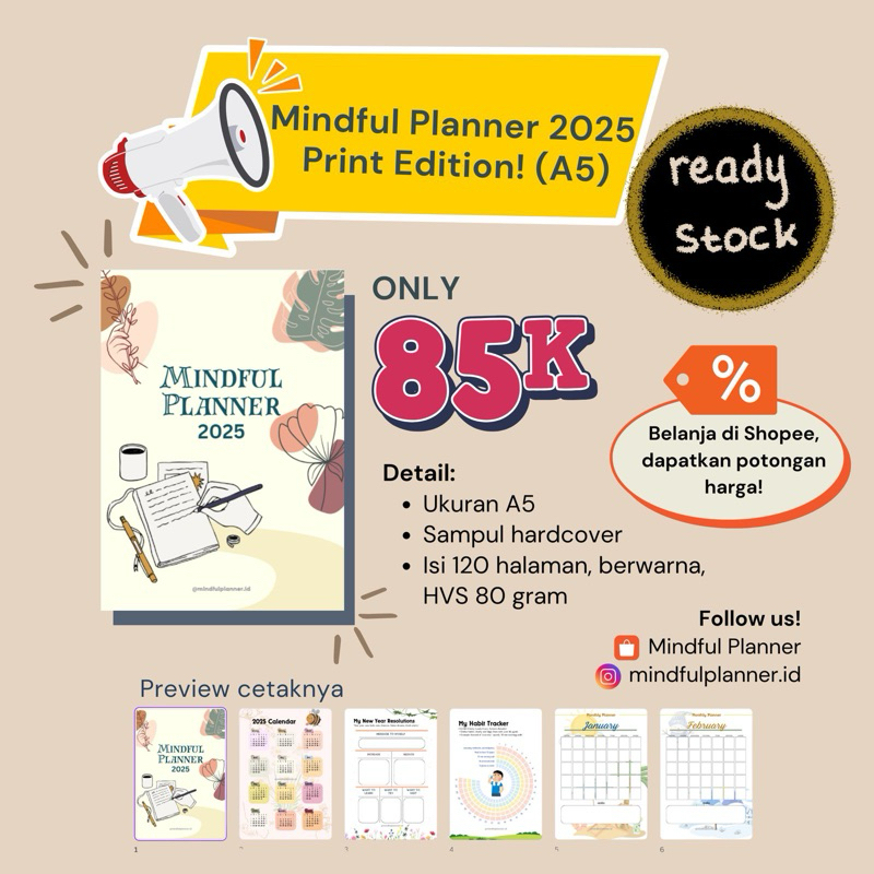 

CUCI GUDANG Mindful Planner A5 | planner estetik | graduation birthday gift | mindfulness | journaling